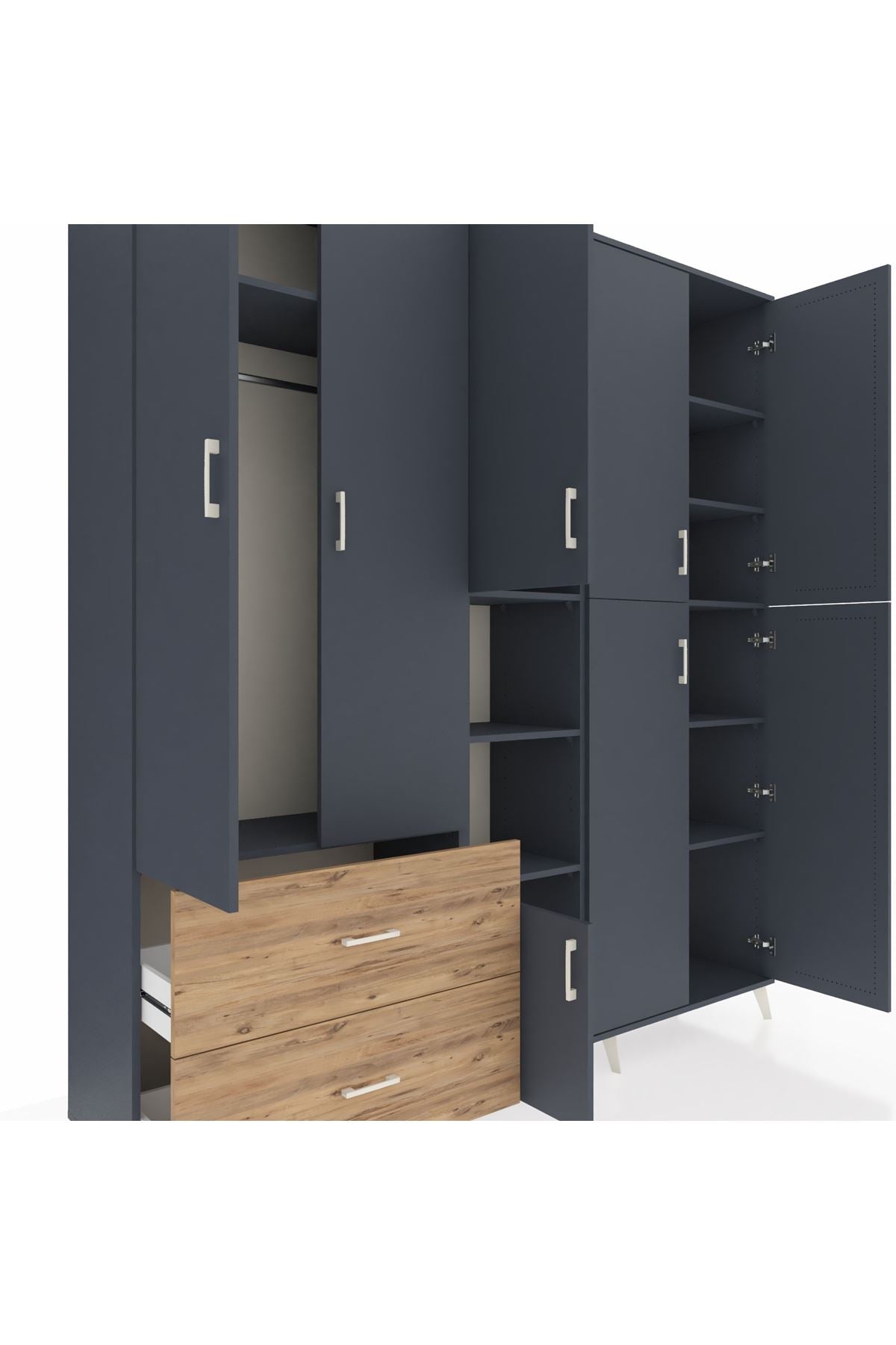 Hyperion Dolap 12 Raflı 2 Çekmeceli Tek Askılı 220x44x243 - S553M037V18B