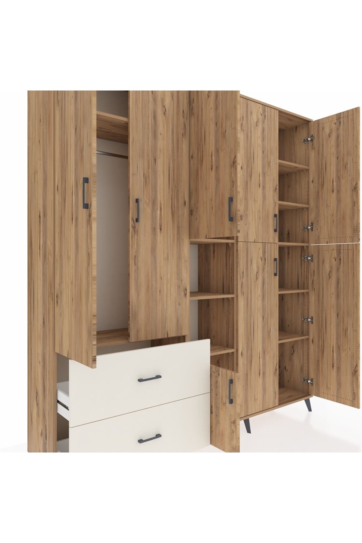 Hyperion Dolap 12 Raflı 2 Çekmeceli Tek Askılı 220x44x243 - S553M037V19B