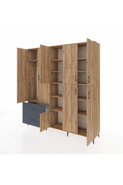 Hyperion Dolap 12 Raflı 2 Çekmeceli Tek Askılı 220x44x243 - S553M037V20B