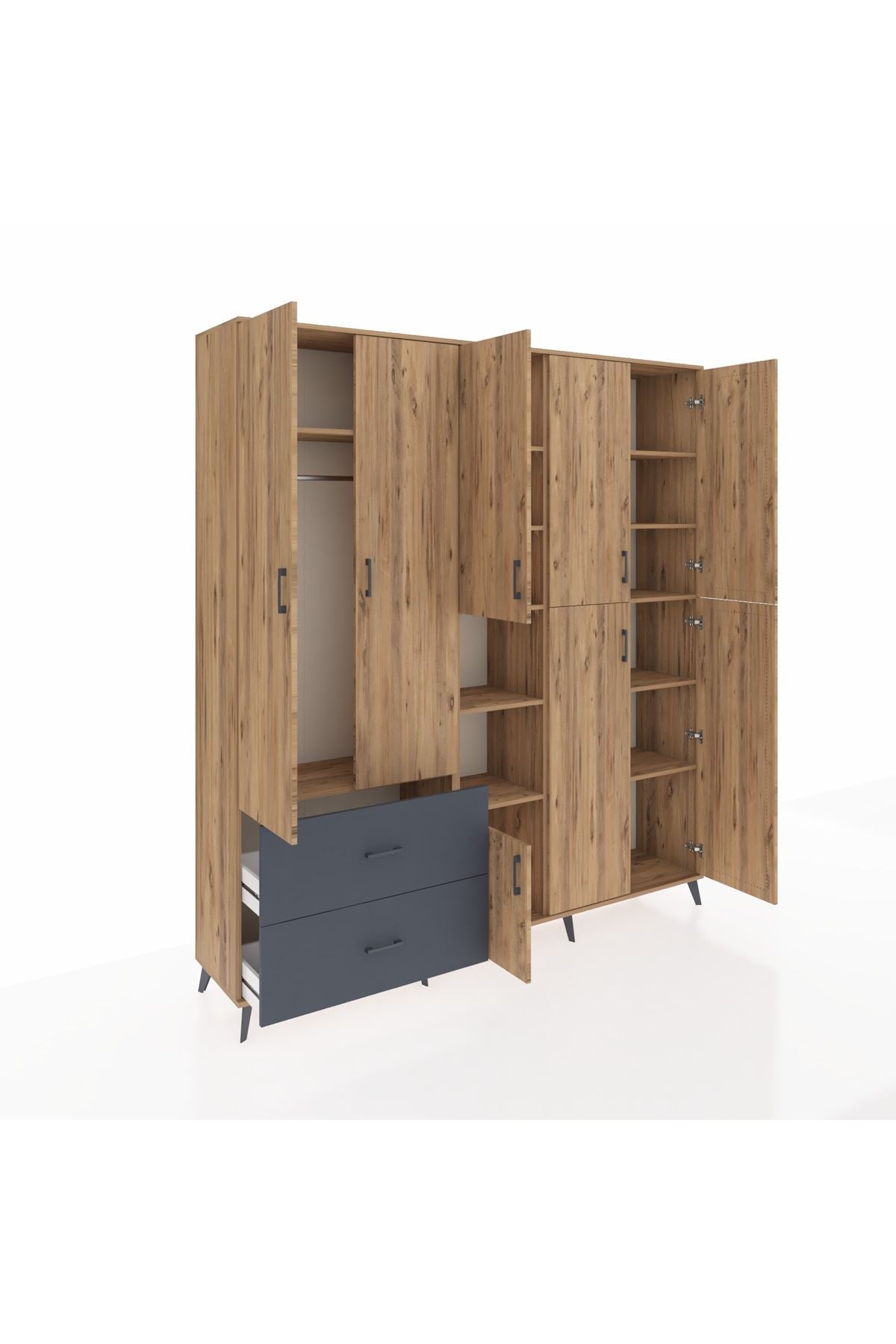 Hyperion Dolap 12 Raflı 2 Çekmeceli Tek Askılı 220x44x243 - S553M037V20B