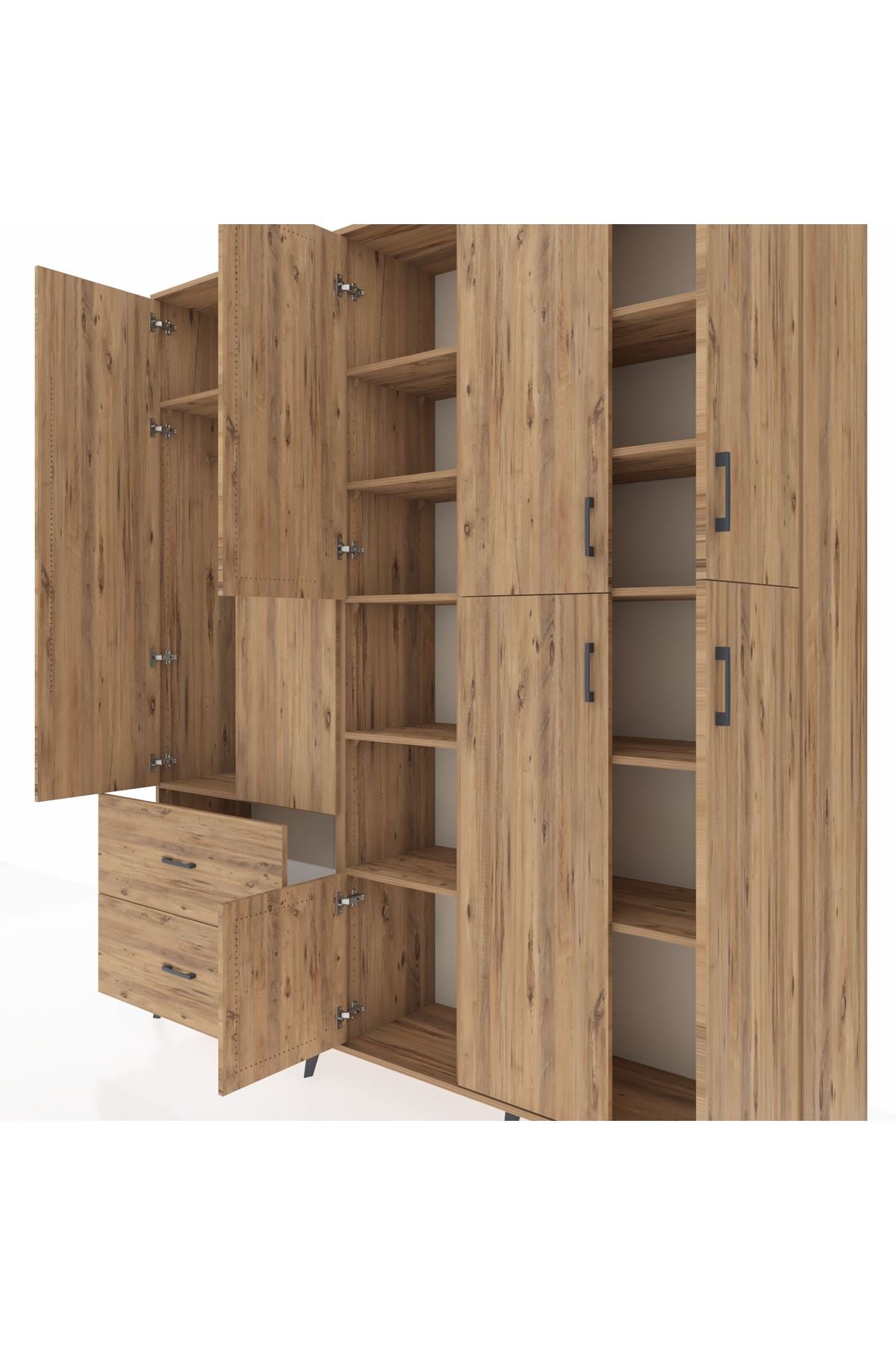 Hyperion Dolap 12 Raflı 2 Çekmeceli Tek Askılı 220x44x243 - S553M037V21B