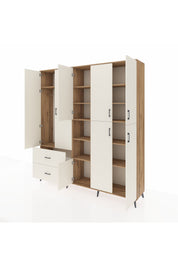 Hyperion Dolap 12 Raflı 2 Çekmeceli Tek Askılı 220x44x243 Çam-Aytaşı/Aytaşı