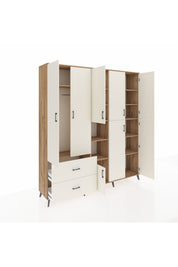 Hyperion Dolap 12 Raflı 2 Çekmeceli Tek Askılı 220x44x243 Çam-Aytaşı/Aytaşı