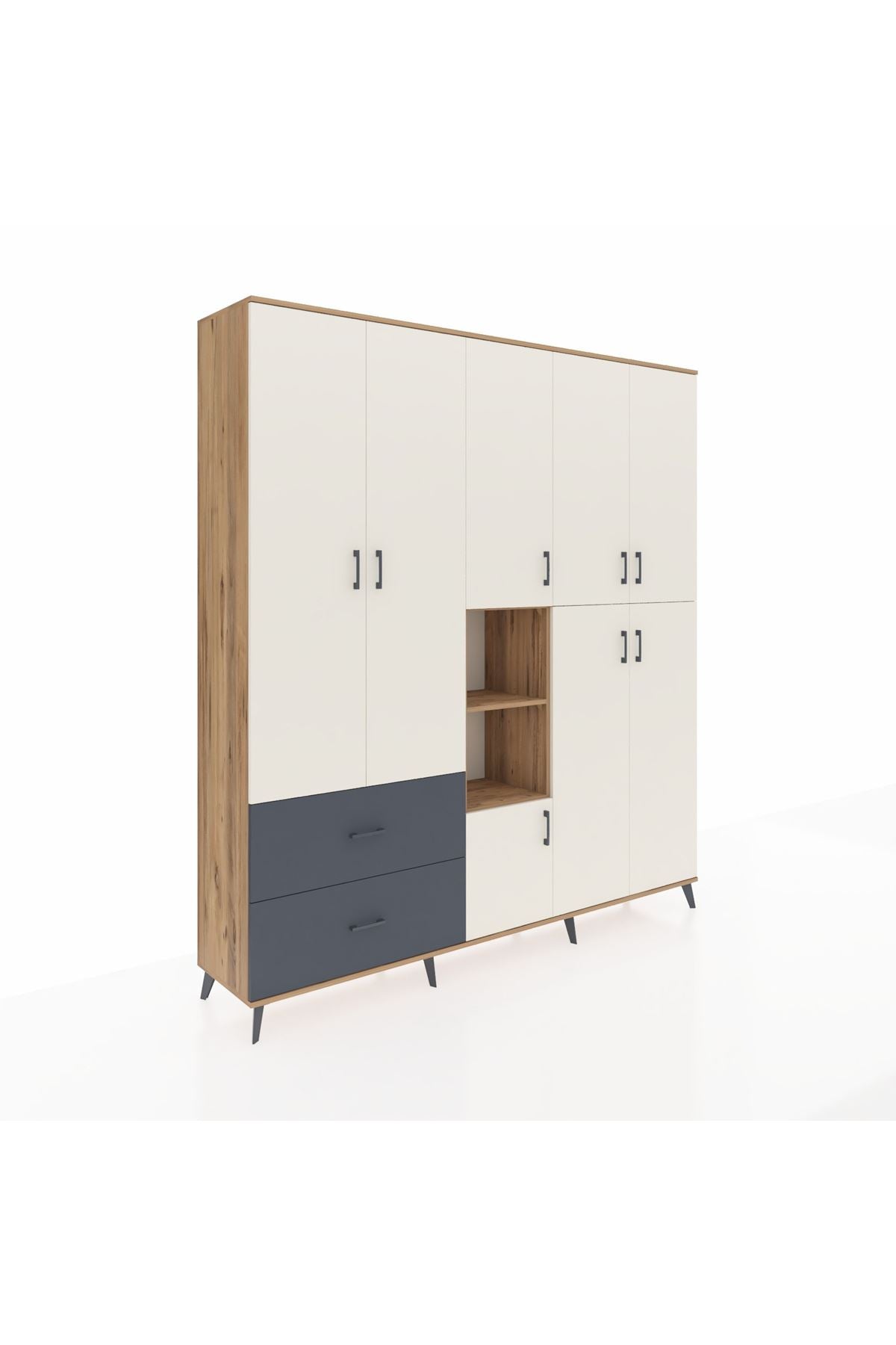 Hyperion Dolap 12 Raflı 2 Çekmeceli Tek Askılı 220x44x243 - S553M037V23B