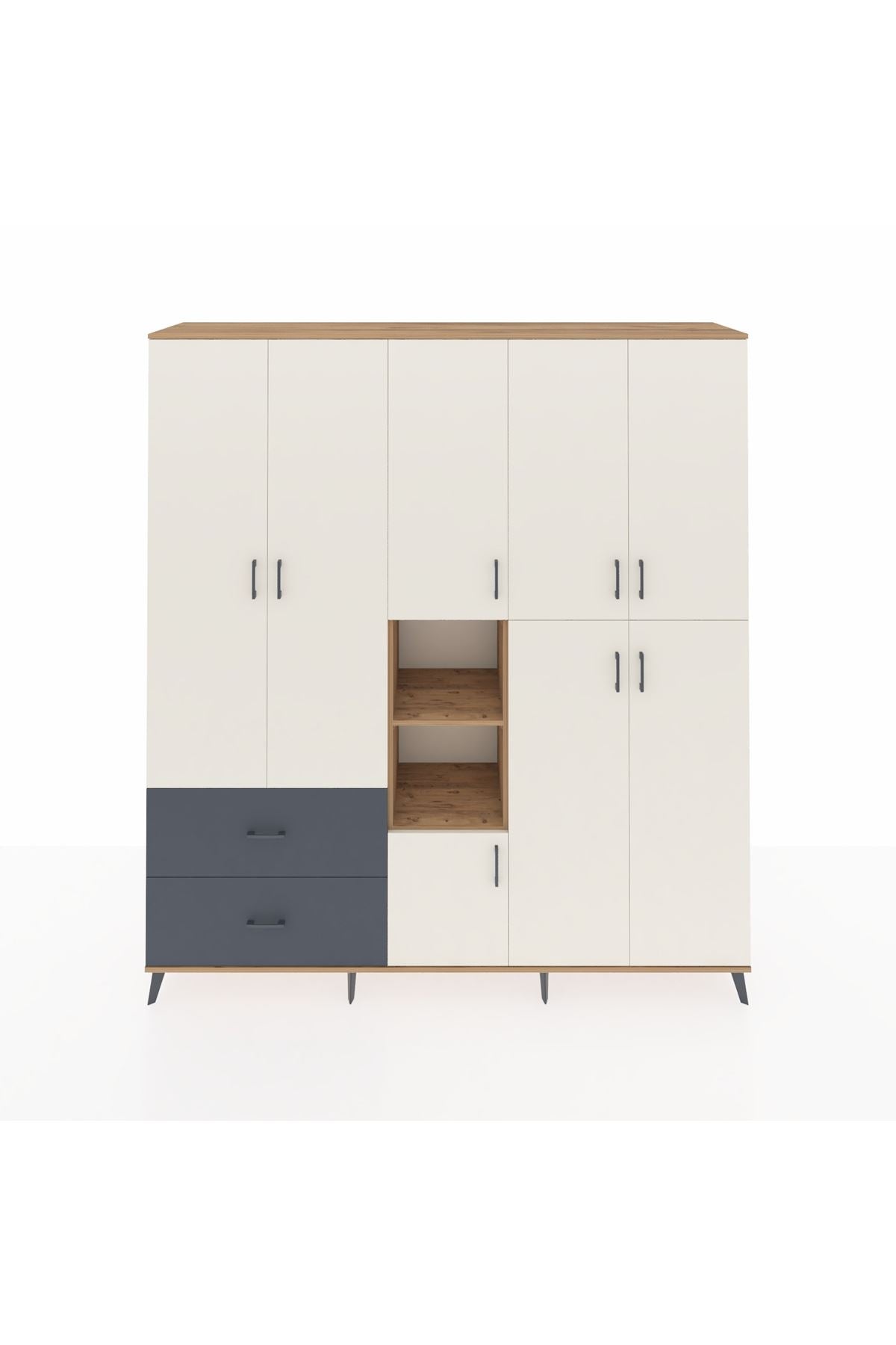 Hyperion Dolap 12 Raflı 2 Çekmeceli Tek Askılı 220x44x243 - S553M037V23B