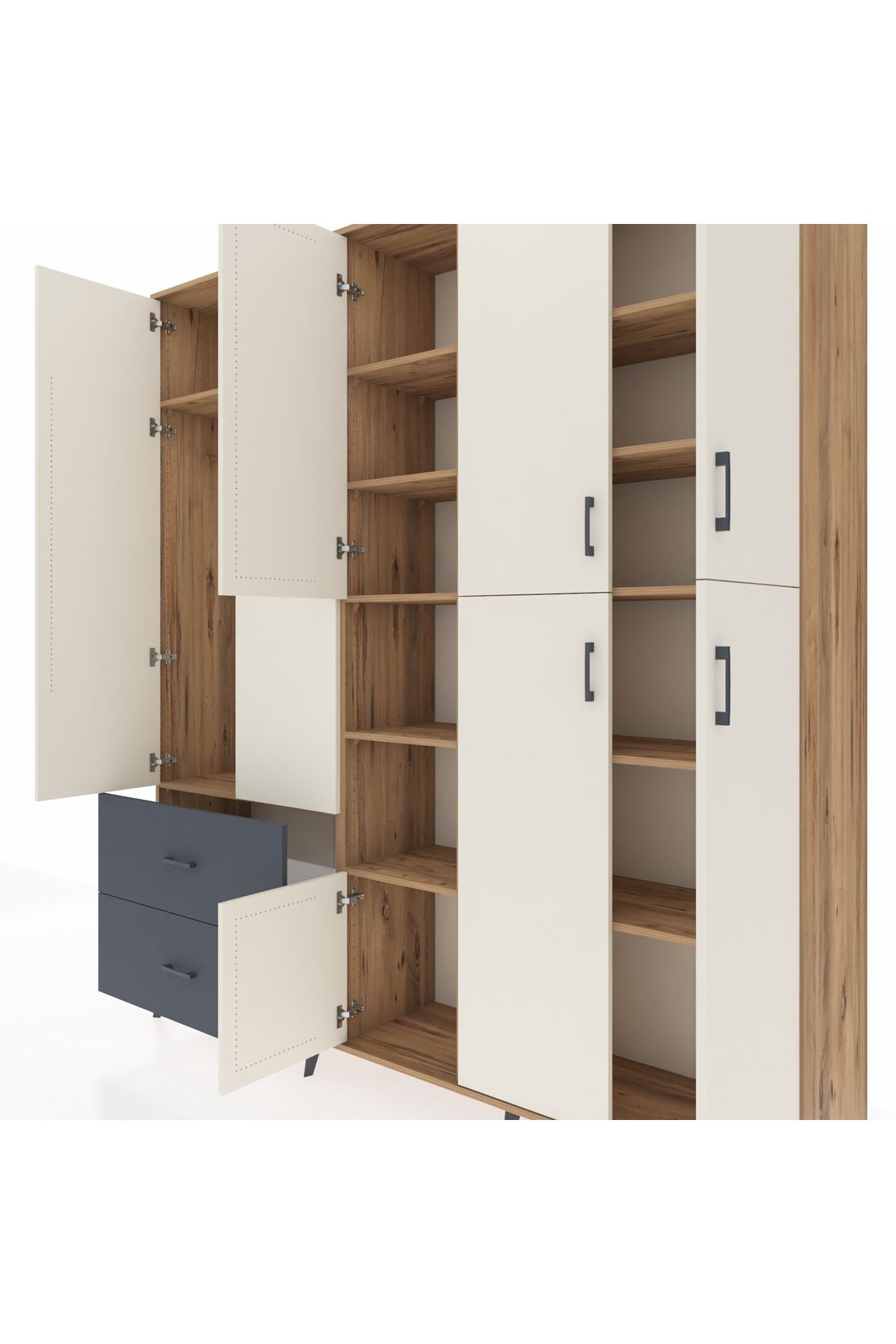 Hyperion Dolap 12 Raflı 2 Çekmeceli Tek Askılı 220x44x243 - S553M037V23B