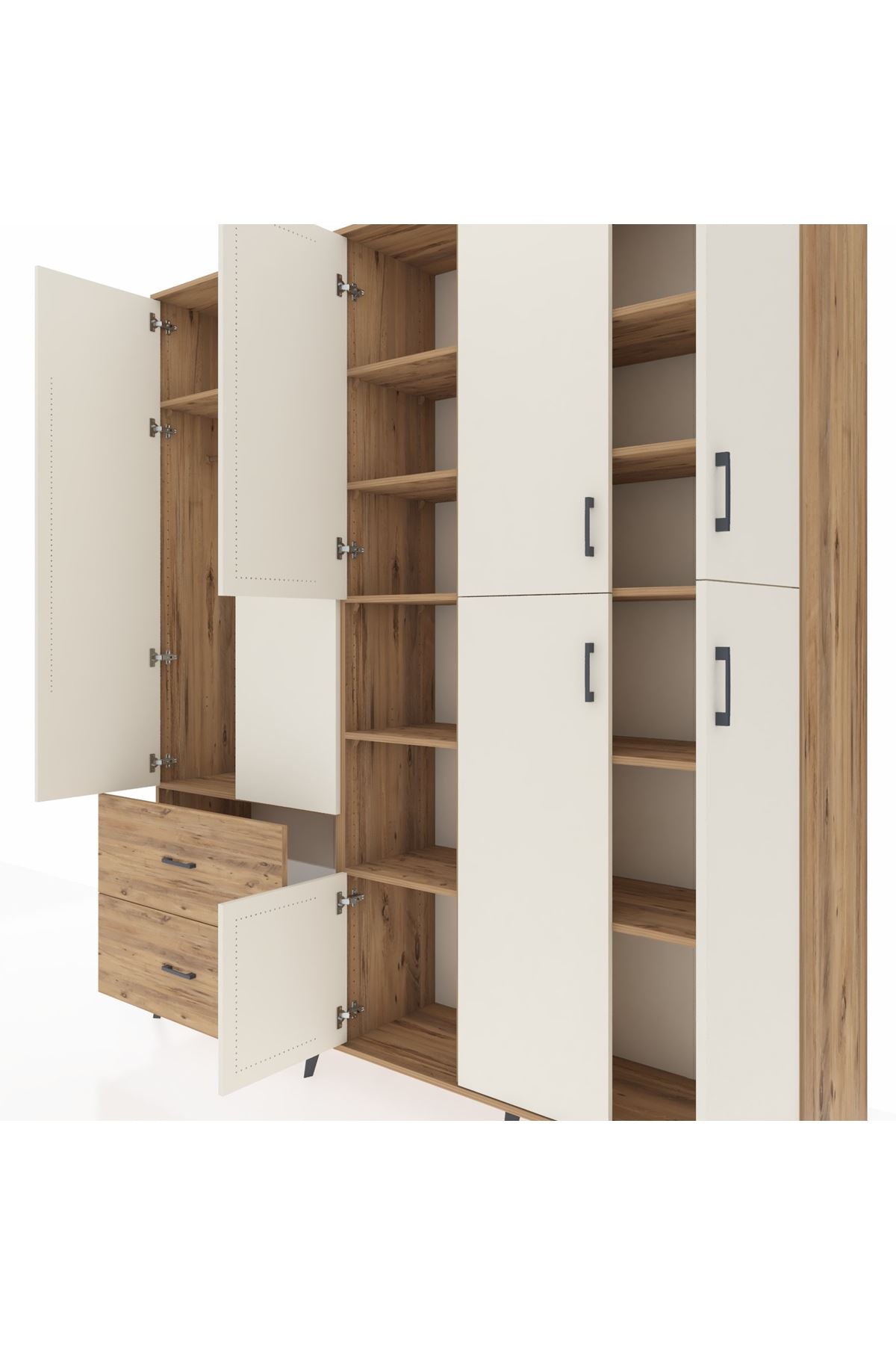 Hyperion Dolap 12 Raflı 2 Çekmeceli Tek Askılı 220x44x243 - S553M037V24B