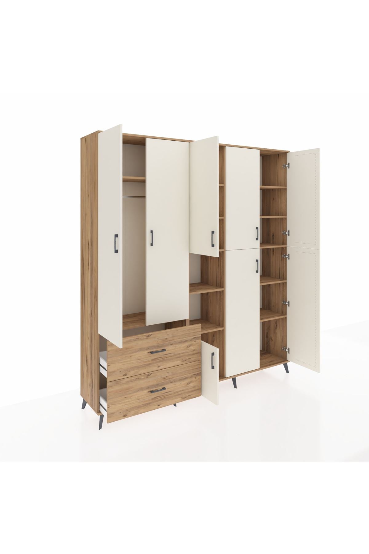 Hyperion Dolap 12 Raflı 2 Çekmeceli Tek Askılı 220x44x243 - S553M037V24B