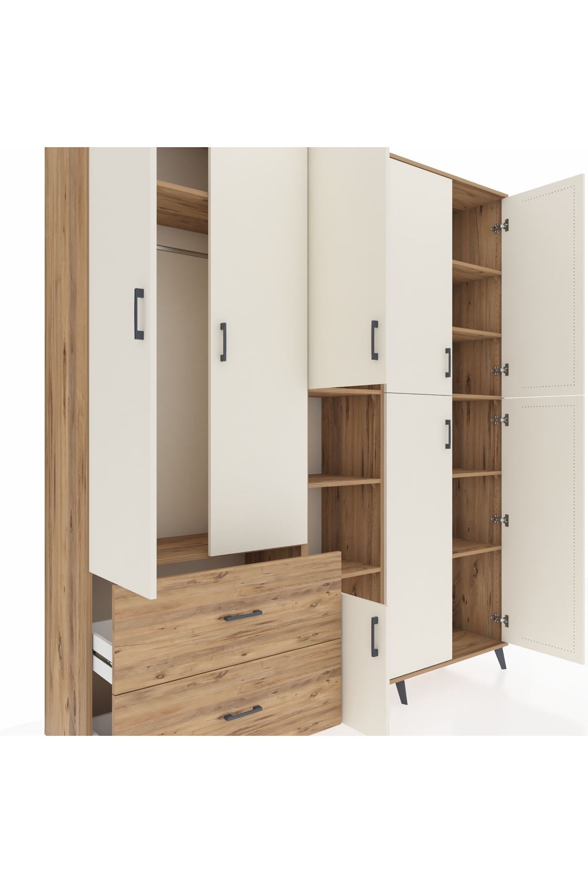 Hyperion Dolap 12 Raflı 2 Çekmeceli Tek Askılı 220x44x243 - S553M037V24B