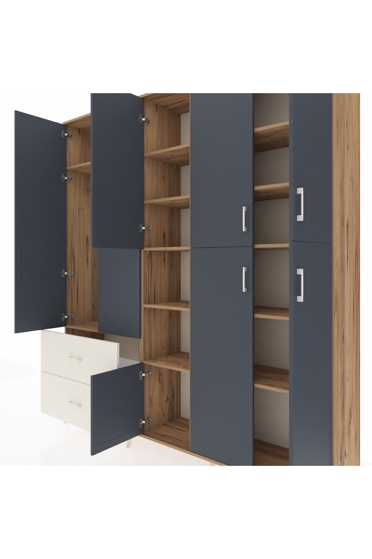 Hyperion Dolap 12 Raflı 2 Çekmeceli Tek Askılı 220x44x243 - S553M037V25B