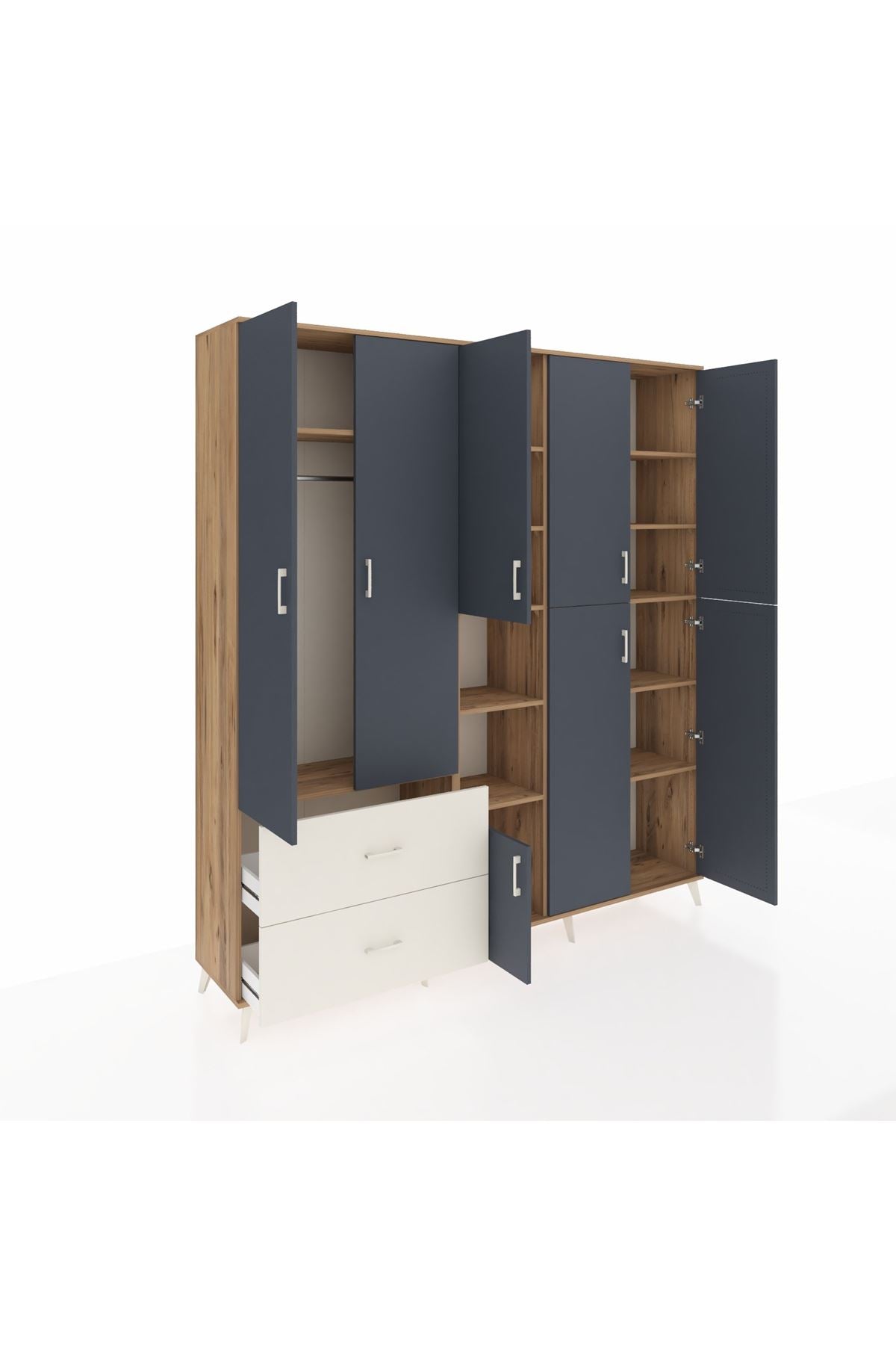 Hyperion Dolap 12 Raflı 2 Çekmeceli Tek Askılı 220x44x243 - S553M037V25B