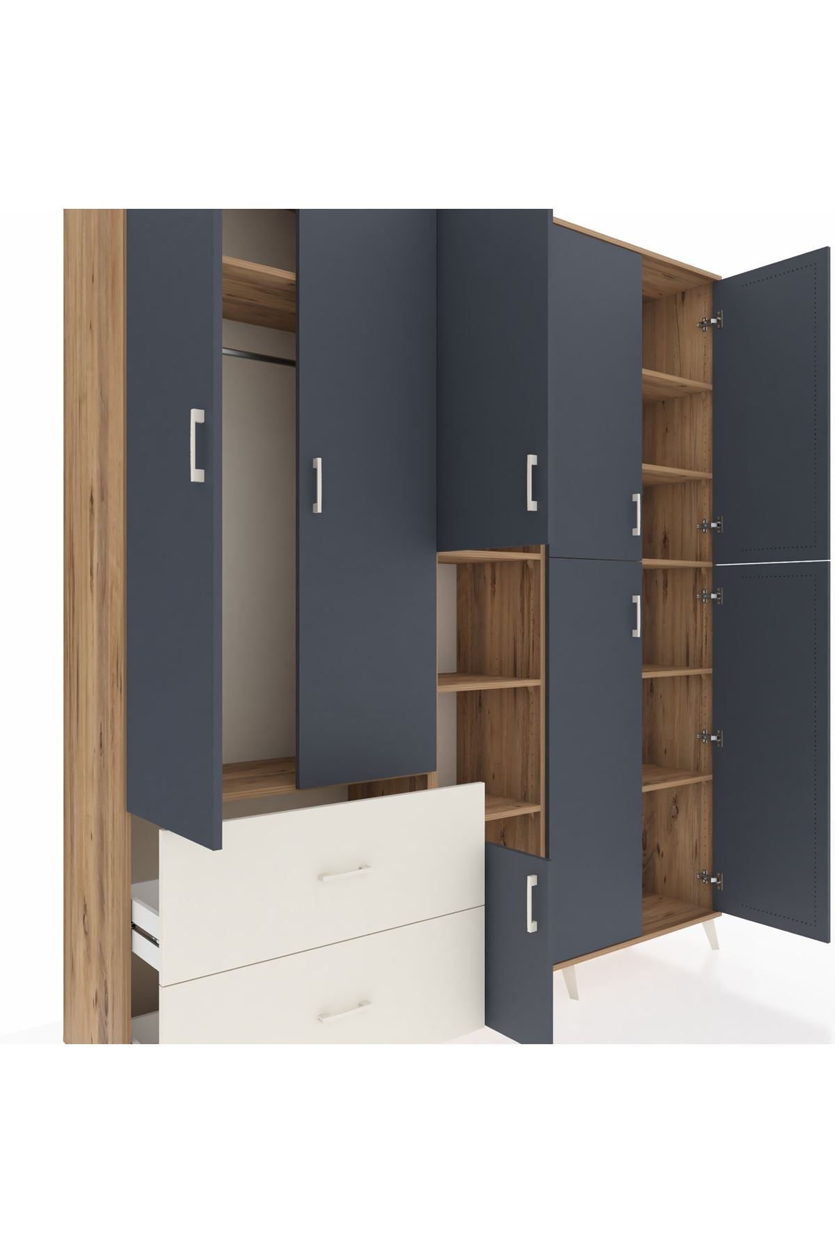 Hyperion Dolap 12 Raflı 2 Çekmeceli Tek Askılı 220x44x243 - S553M037V25B