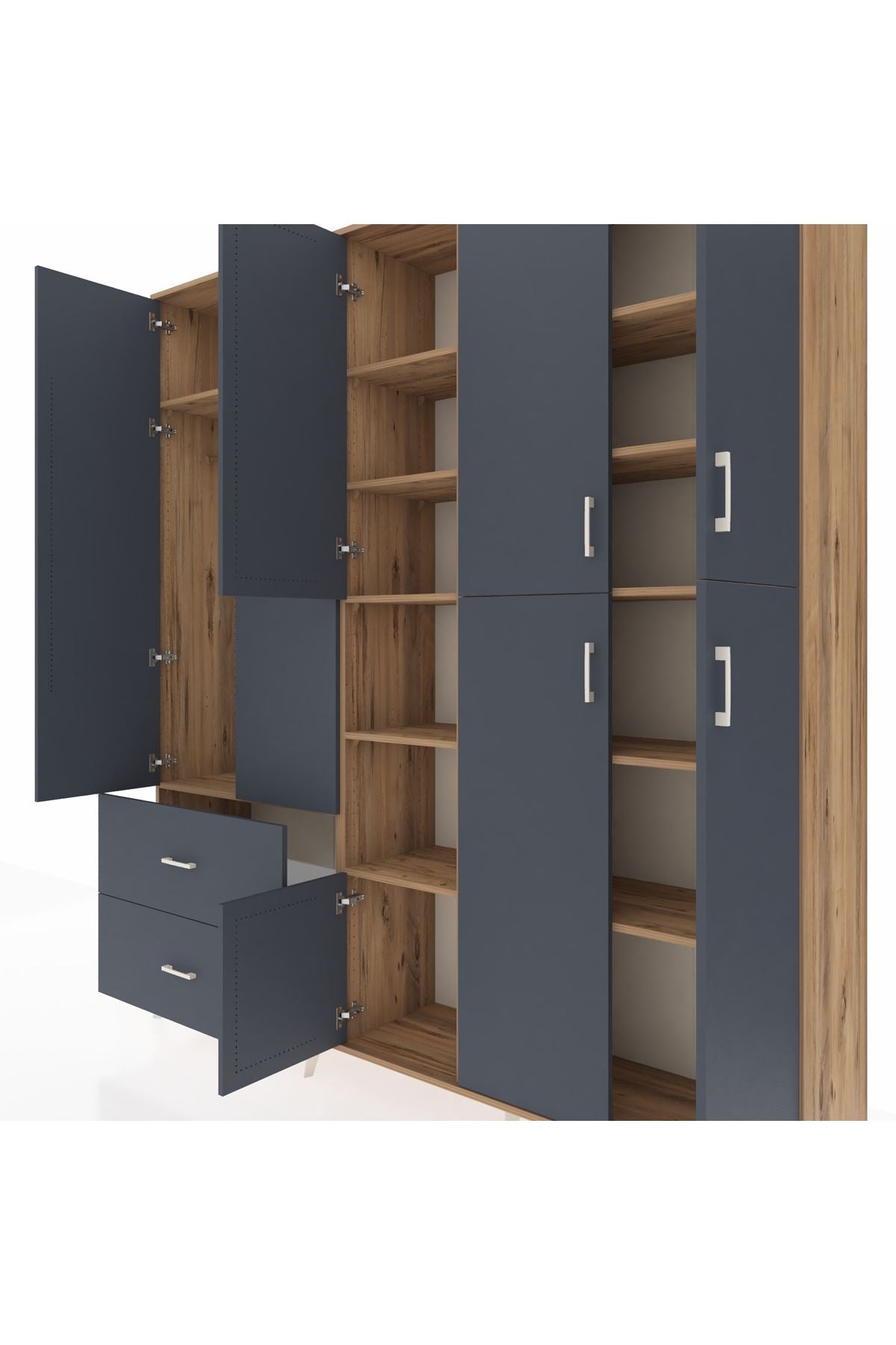 Hyperion Dolap 12 Raflı 2 Çekmeceli Tek Askılı 220x44x243 - S553M037V26B