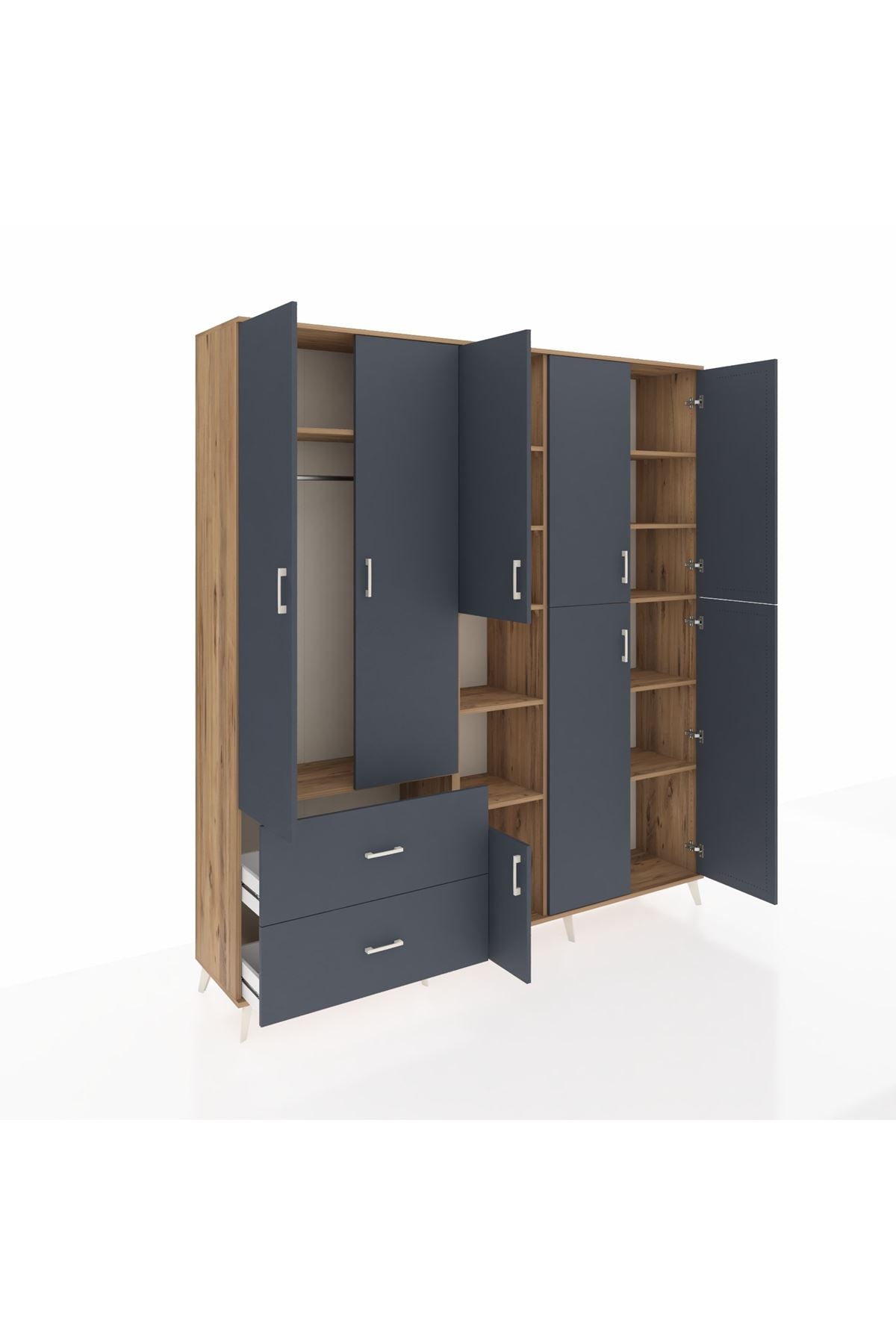 Hyperion Dolap 12 Raflı 2 Çekmeceli Tek Askılı 220x44x243 - S553M037V26B