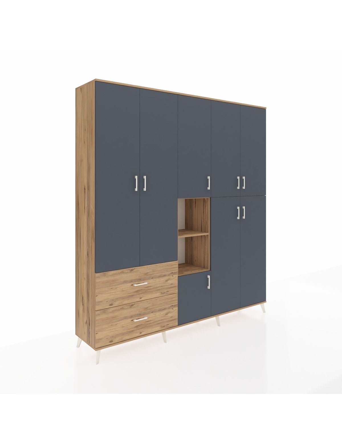 Hyperion Dolap 12 Raflı 2 Çekmeceli Tek Askılı 220x44x243 - S553M037V27B