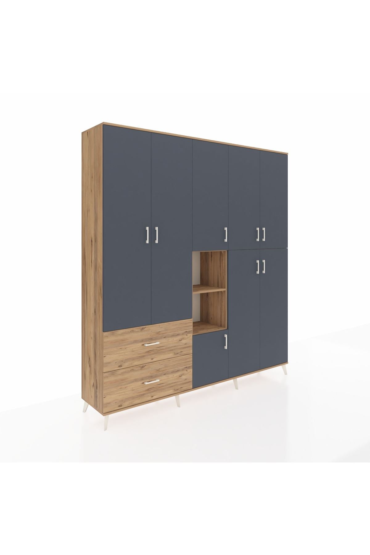 Hyperion Dolap 12 Raflı 2 Çekmeceli Tek Askılı 220x44x243 - S553M037V27B