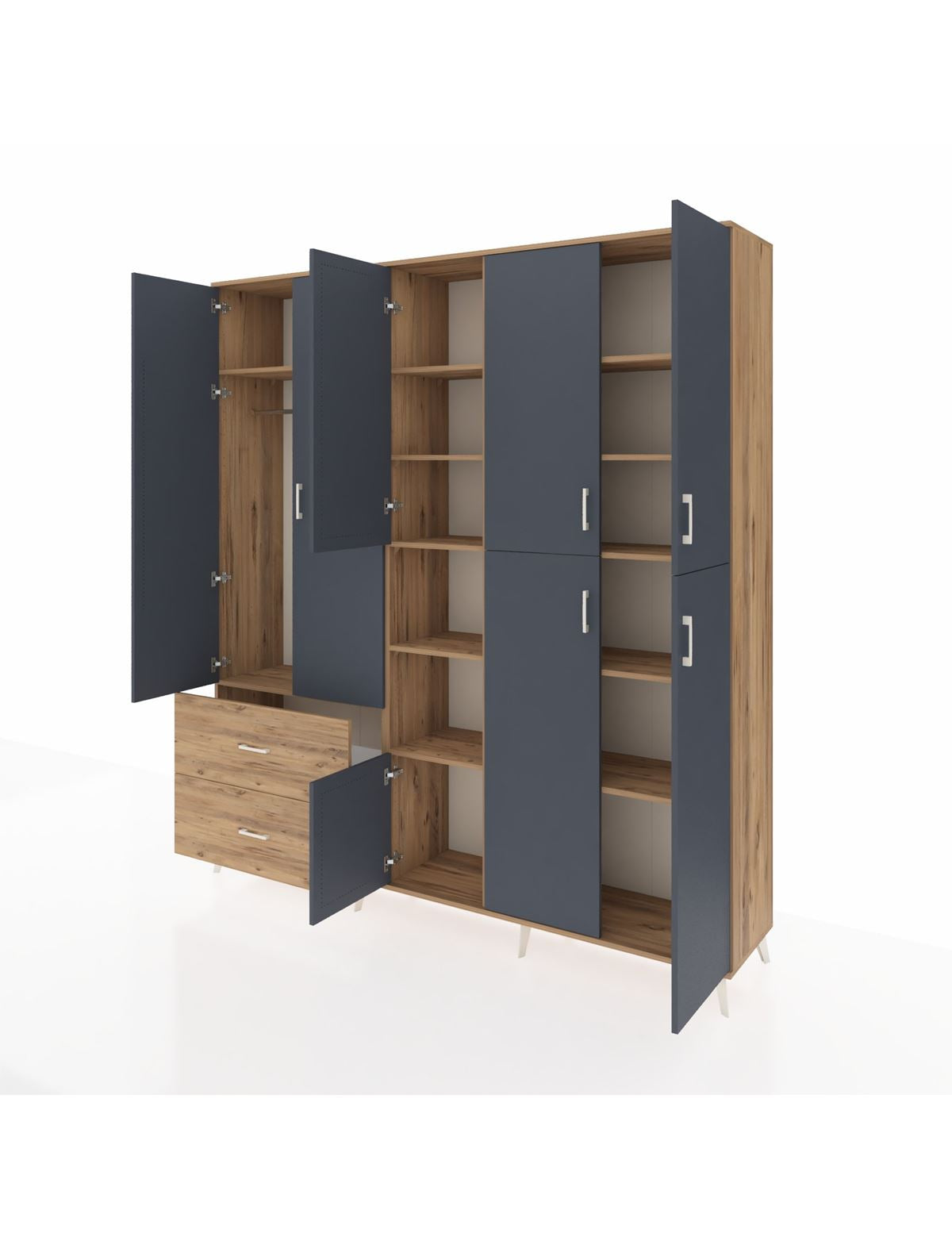 Hyperion Dolap 12 Raflı 2 Çekmeceli Tek Askılı 220x44x243 - S553M037V27B