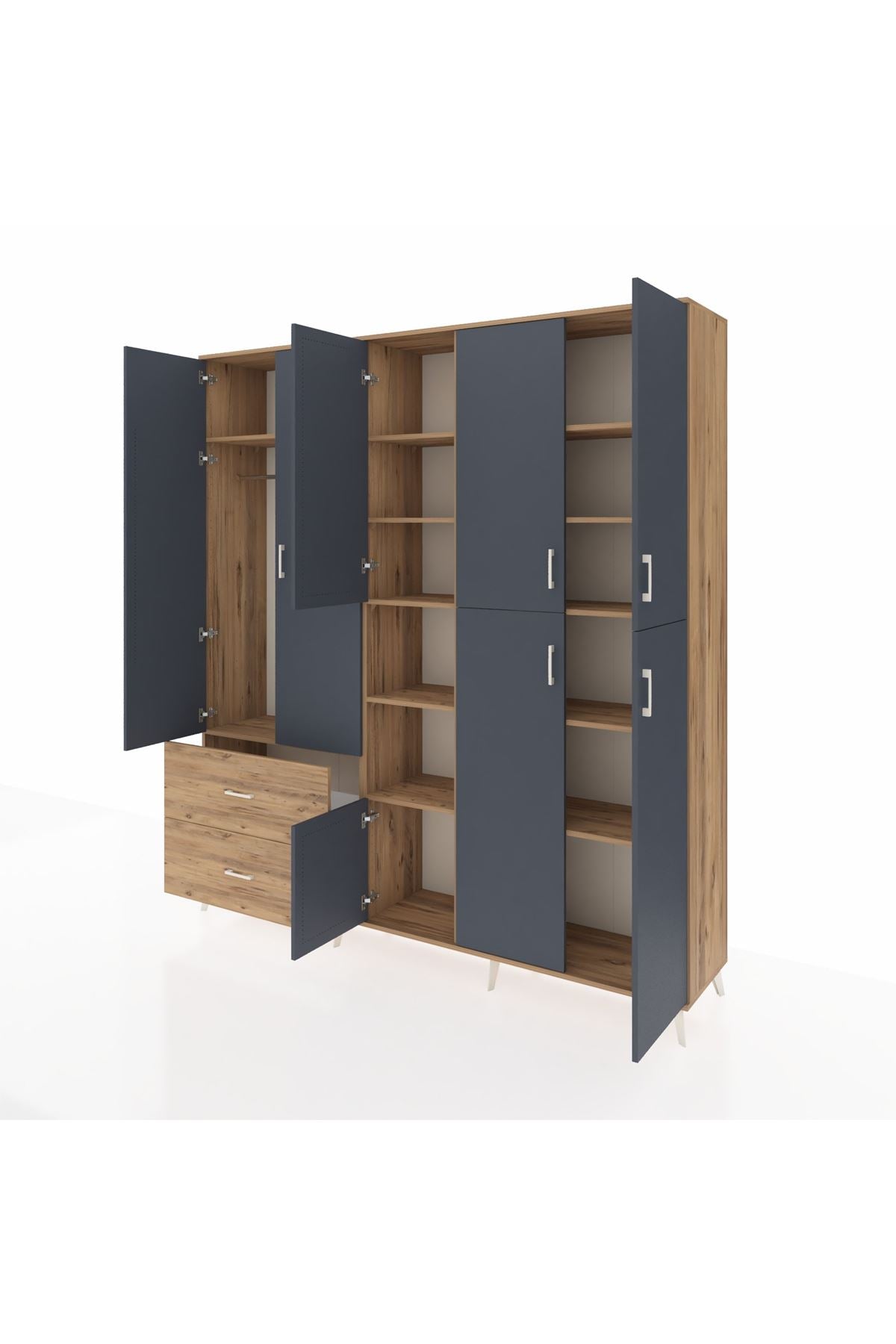 Hyperion Dolap 12 Raflı 2 Çekmeceli Tek Askılı 220x44x243 - S553M037V27B