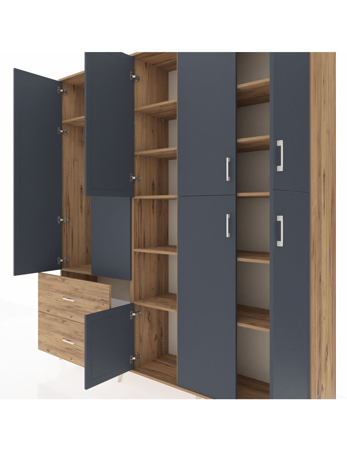 Hyperion Dolap 12 Raflı 2 Çekmeceli Tek Askılı 220x44x243 - S553M037V27B