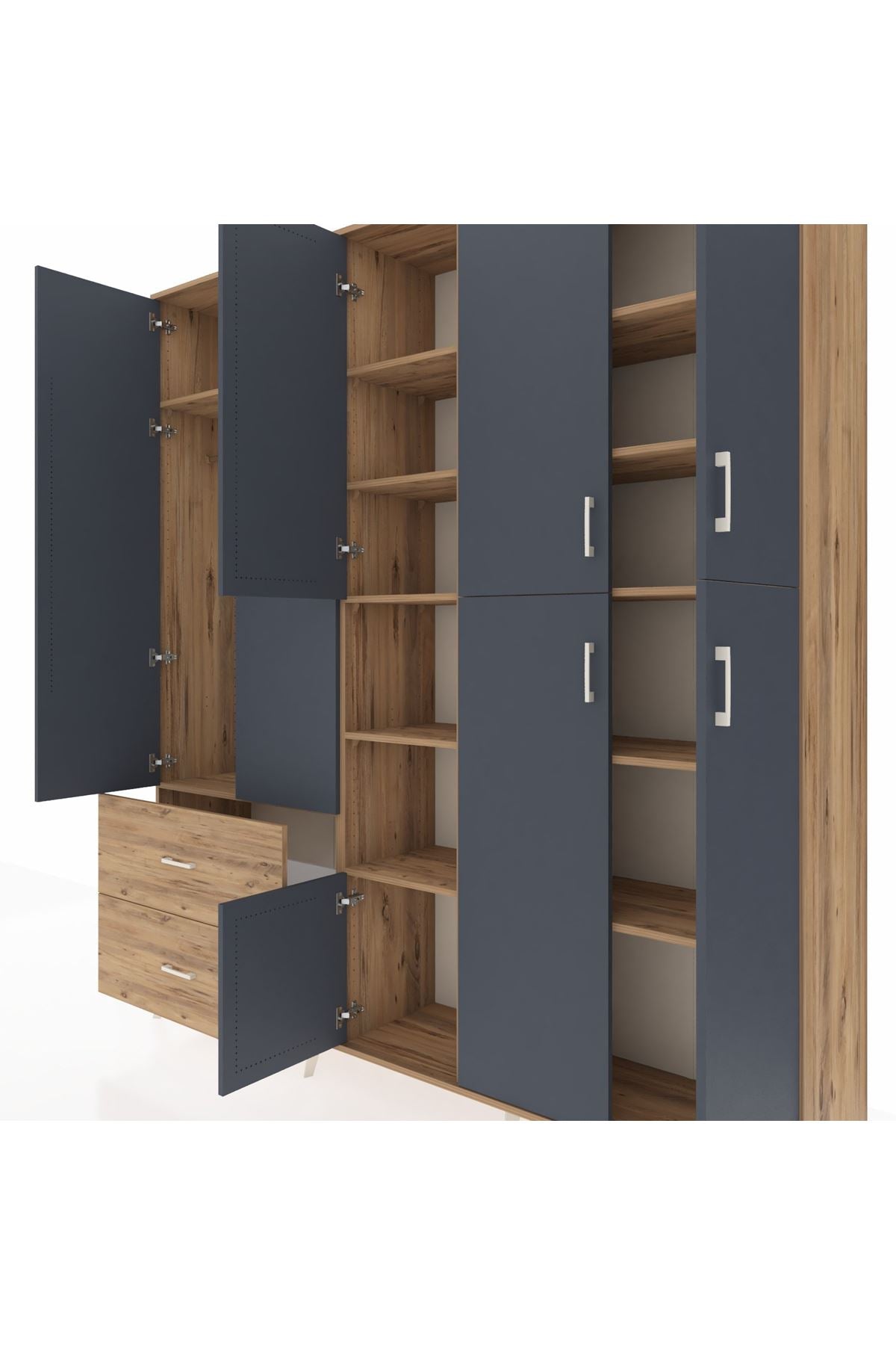 Hyperion Dolap 12 Raflı 2 Çekmeceli Tek Askılı 220x44x243 - S553M037V27B