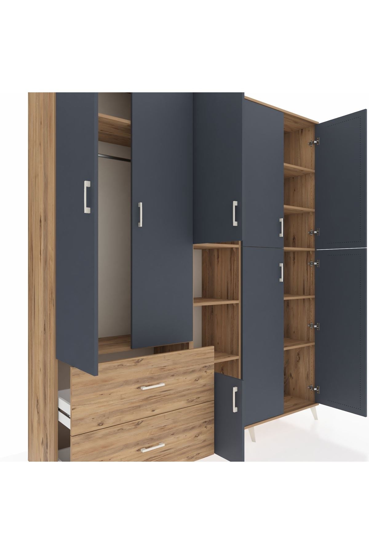 Hyperion Dolap 12 Raflı 2 Çekmeceli Tek Askılı 220x44x243 - S553M037V27B