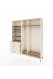 Hyperion Dolap 9 Raflı 3 Çekmeceli 3 Askılı 220x44x243 Aytaşı-Çam/Aytaşı