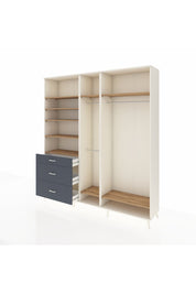 Hyperion Dolap 9 Raflı 3 Çekmeceli 3 Askılı 220x44x243 Aytaşı-Çam/Antrasit