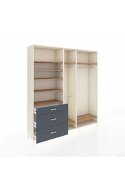 Hyperion Dolap 9 Raflı 3 Çekmeceli 3 Askılı 220x44x243 Aytaşı-Çam/Antrasit