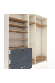 Hyperion Dolap 9 Raflı 3 Çekmeceli 3 Askılı 220x44x243 Aytaşı-Çam/Antrasit