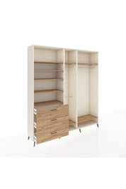 Hyperion Dolap 9 Raflı 3 Çekmeceli 3 Askılı 220x44x243 Aytaşı-Çam/Çam