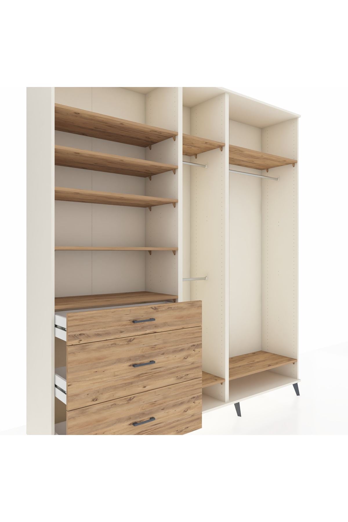 Hyperion Dolap 9 Raflı 3 Çekmeceli 3 Askılı 220x44x243 Aytaşı-Çam/Çam