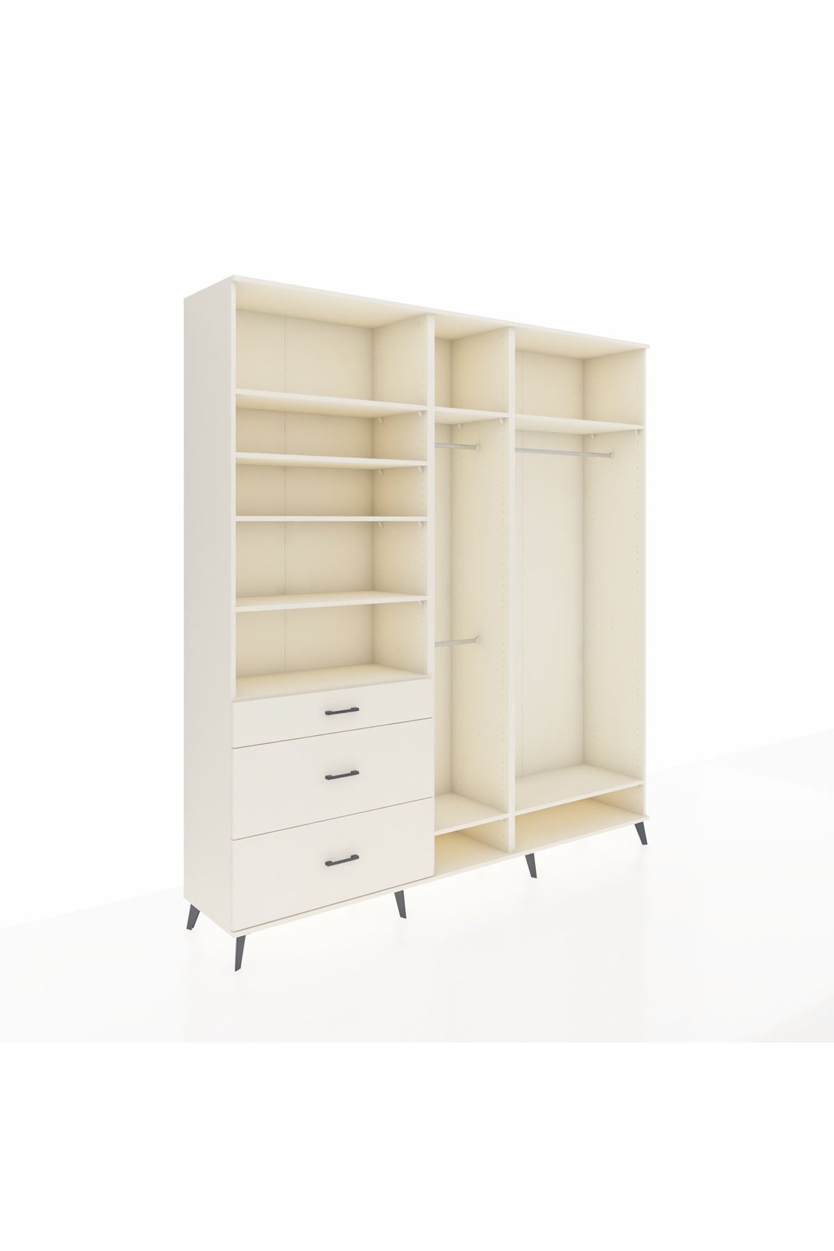 Hyperion Dolap 9 Raflı 3 Çekmeceli 3 Askılı 220x44x243 Aytaşı-Aytaşı/Aytaşı