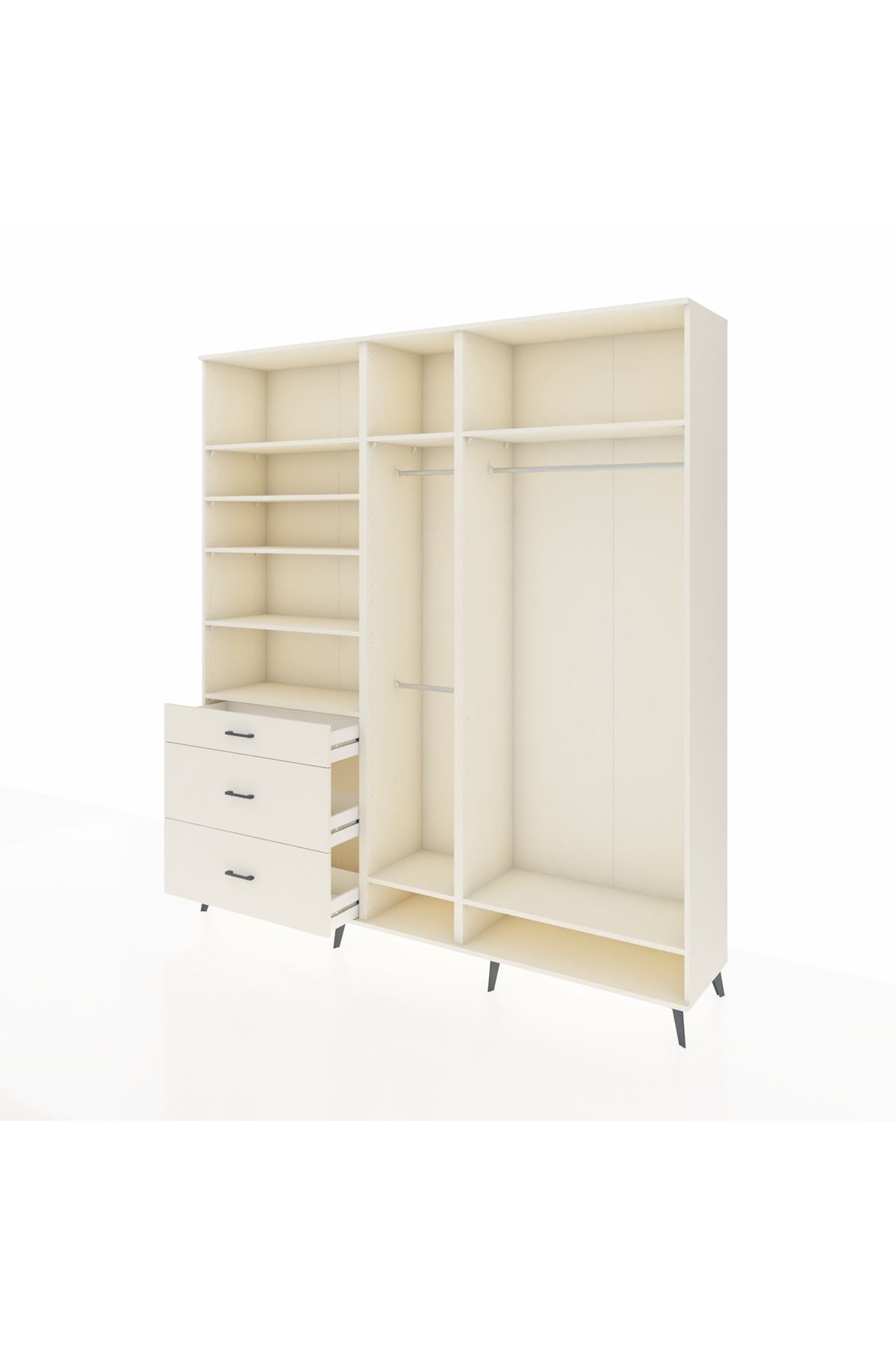 Hyperion Dolap 9 Raflı 3 Çekmeceli 3 Askılı 220x44x243 Aytaşı-Aytaşı/Aytaşı