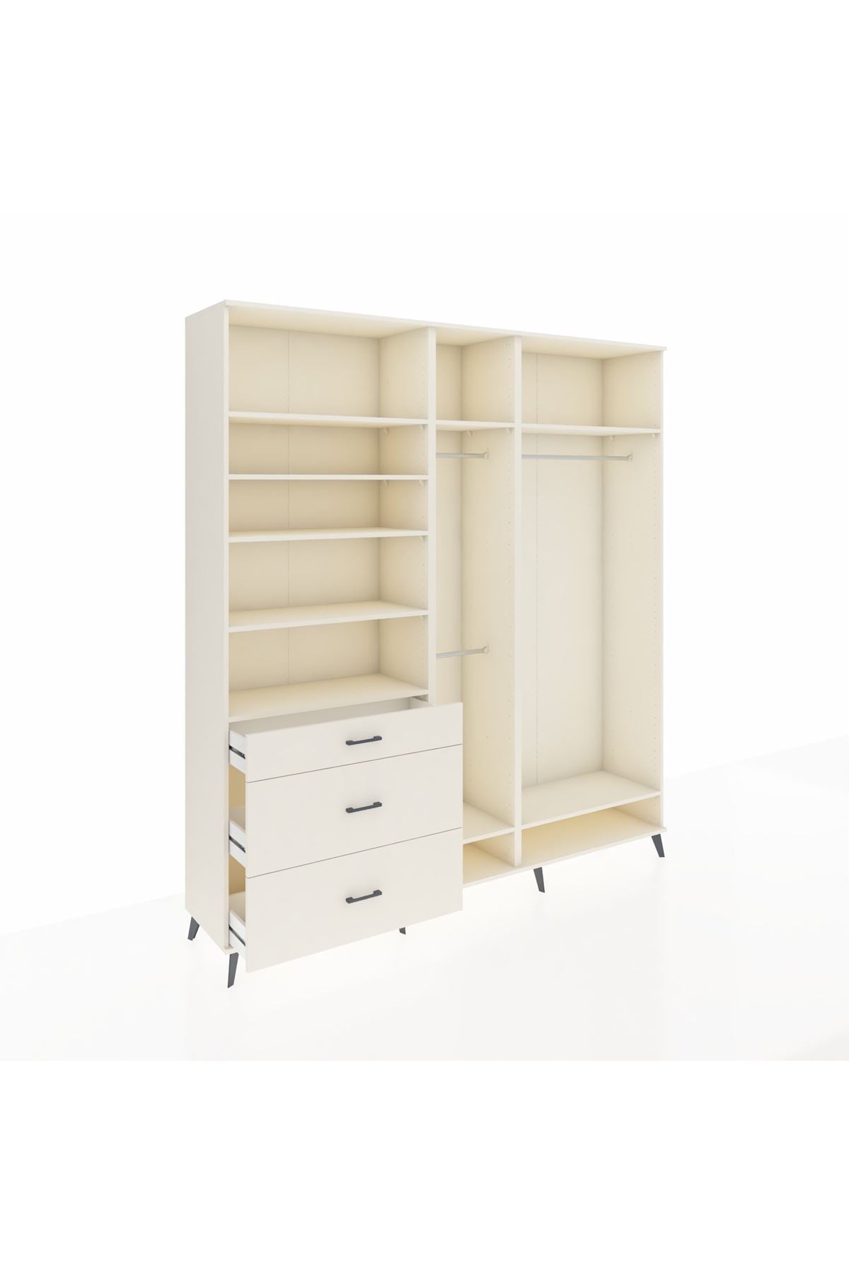 Hyperion Dolap 9 Raflı 3 Çekmeceli 3 Askılı 220x44x243 Aytaşı-Aytaşı/Aytaşı