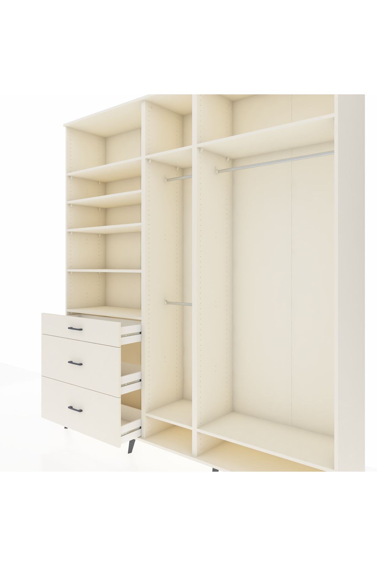 Hyperion Dolap 9 Raflı 3 Çekmeceli 3 Askılı 220x44x243 Aytaşı-Aytaşı/Aytaşı