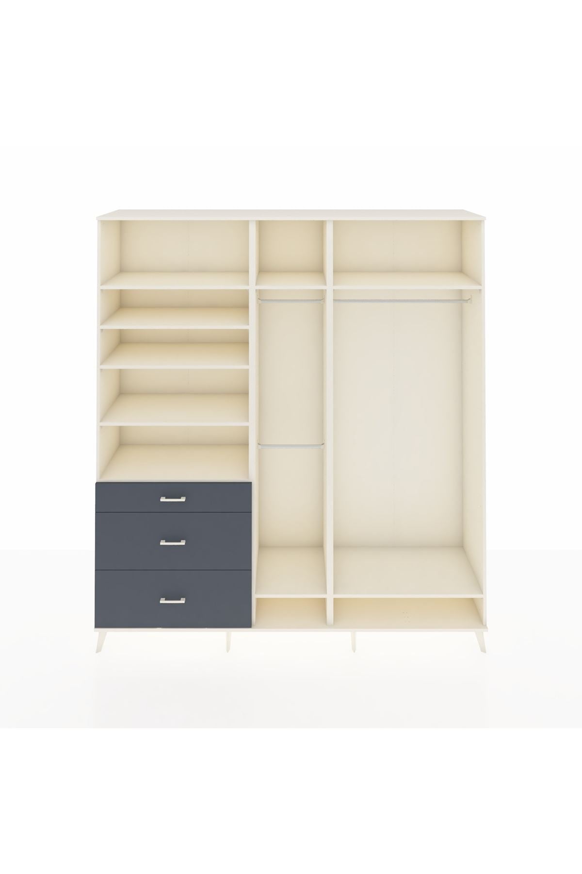 Hyperion Dolap 9 Raflı 3 Çekmeceli 3 Askılı 220x44x243 Aytaşı-Aytaşı/Antrasit