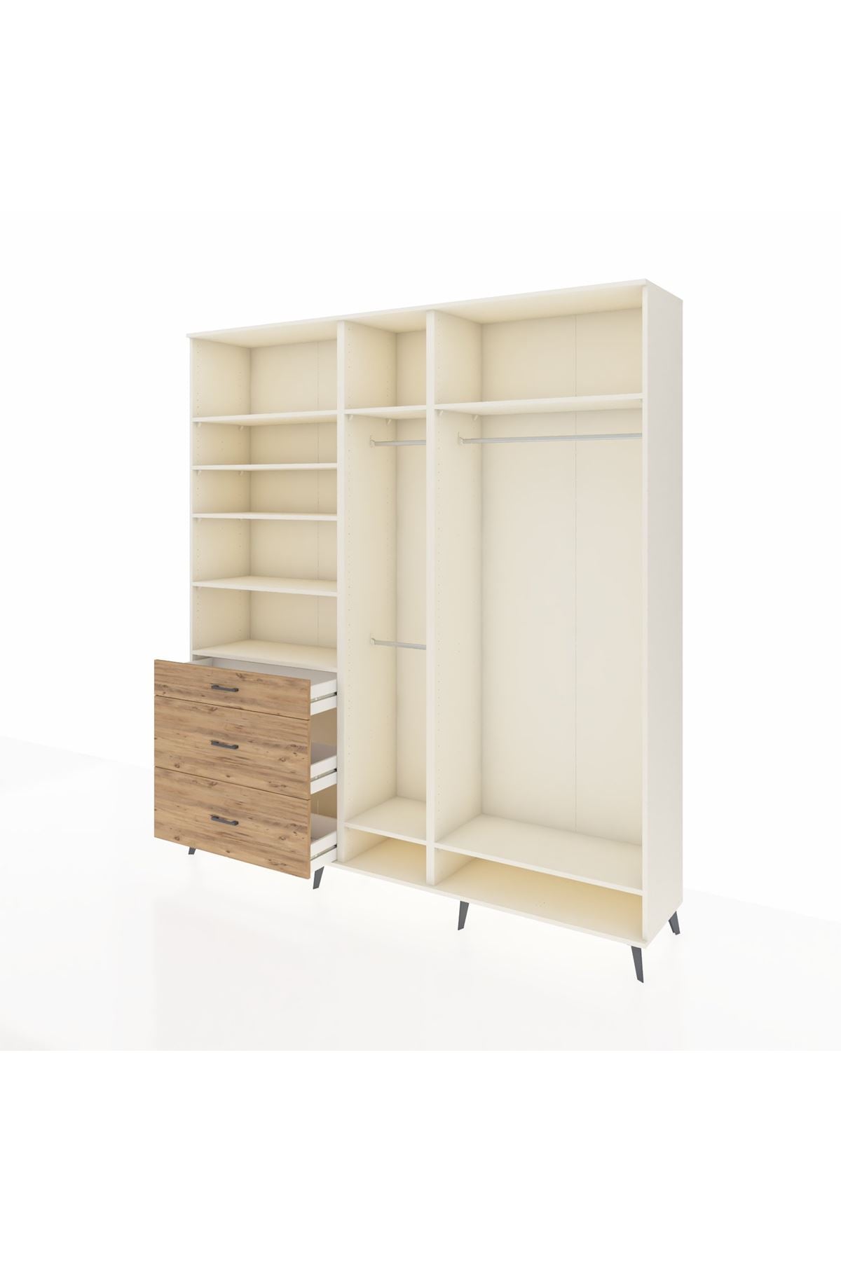 Hyperion Dolap 9 Raflı 3 Çekmeceli 3 Askılı 220x44x243 Aytaşı-Aytaşı/Çam