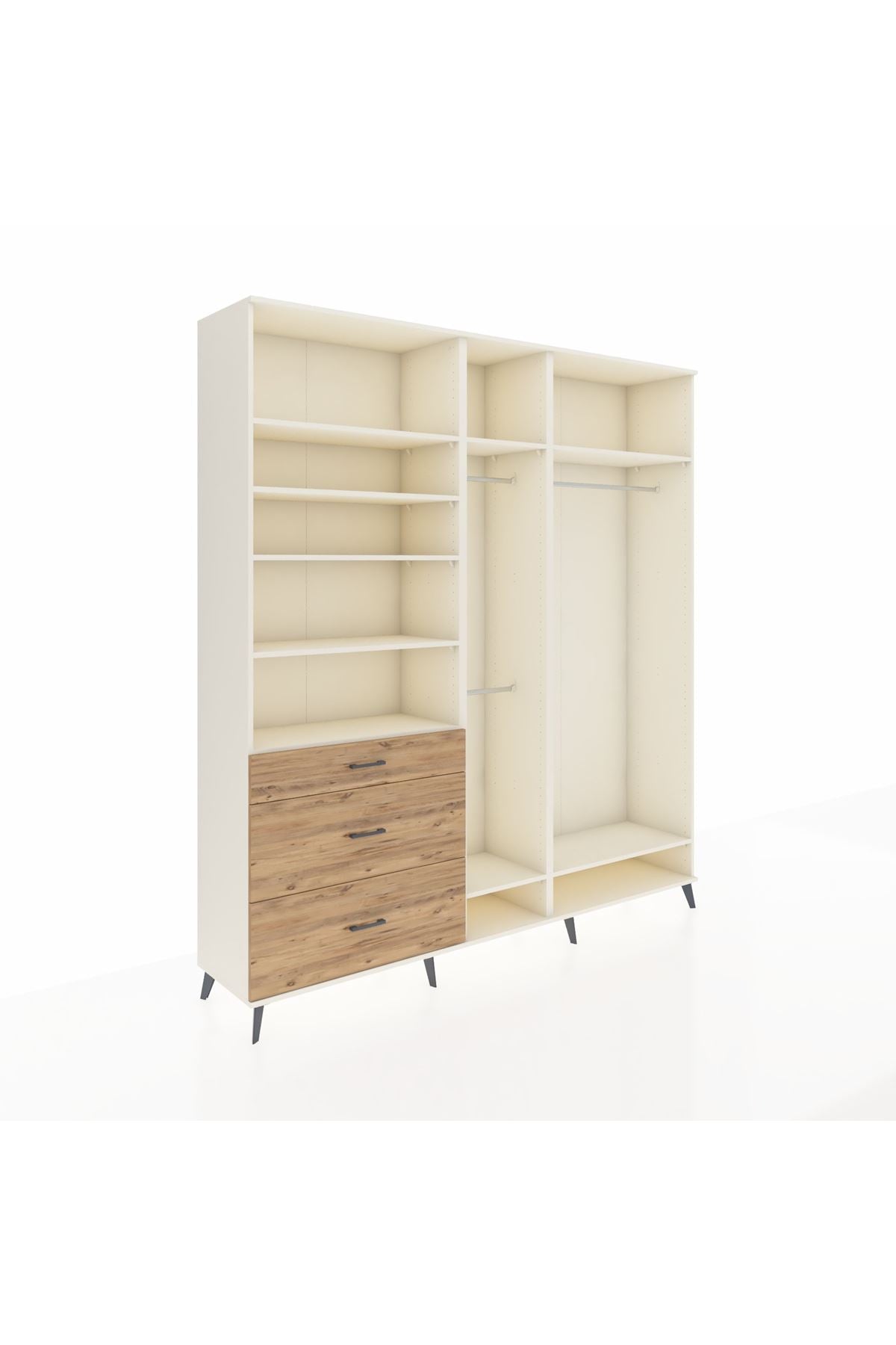 Hyperion Dolap 9 Raflı 3 Çekmeceli 3 Askılı 220x44x243 Aytaşı-Aytaşı/Çam