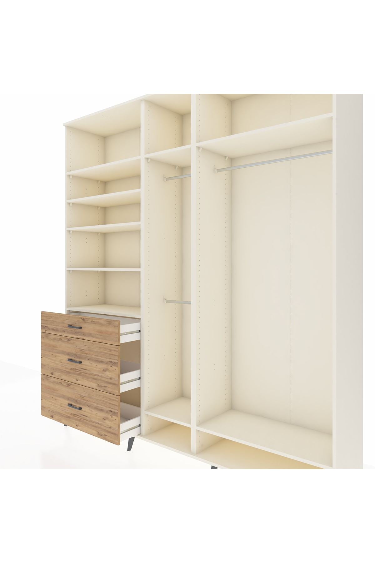 Hyperion Dolap 9 Raflı 3 Çekmeceli 3 Askılı 220x44x243 Aytaşı-Aytaşı/Çam