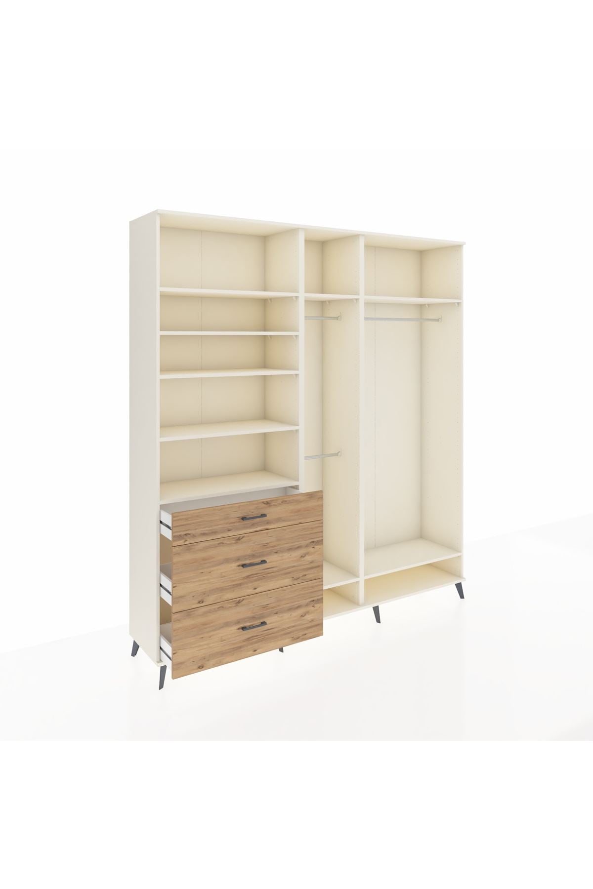 Hyperion Dolap 9 Raflı 3 Çekmeceli 3 Askılı 220x44x243 Aytaşı-Aytaşı/Çam