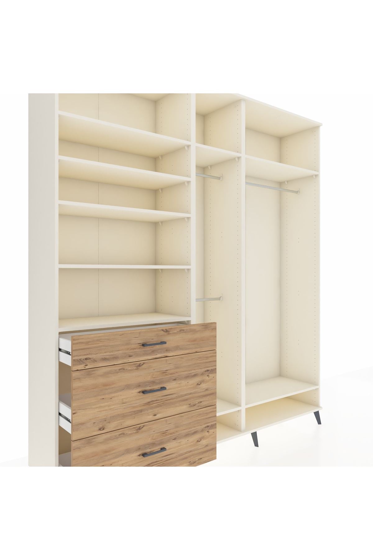 Hyperion Dolap 9 Raflı 3 Çekmeceli 3 Askılı 220x44x243 Aytaşı-Aytaşı/Çam