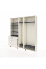 Hyperion Dolap 9 Raflı 3 Çekmeceli 3 Askılı 220x44x243 Aytaşı-Antrasit/Aytaşı