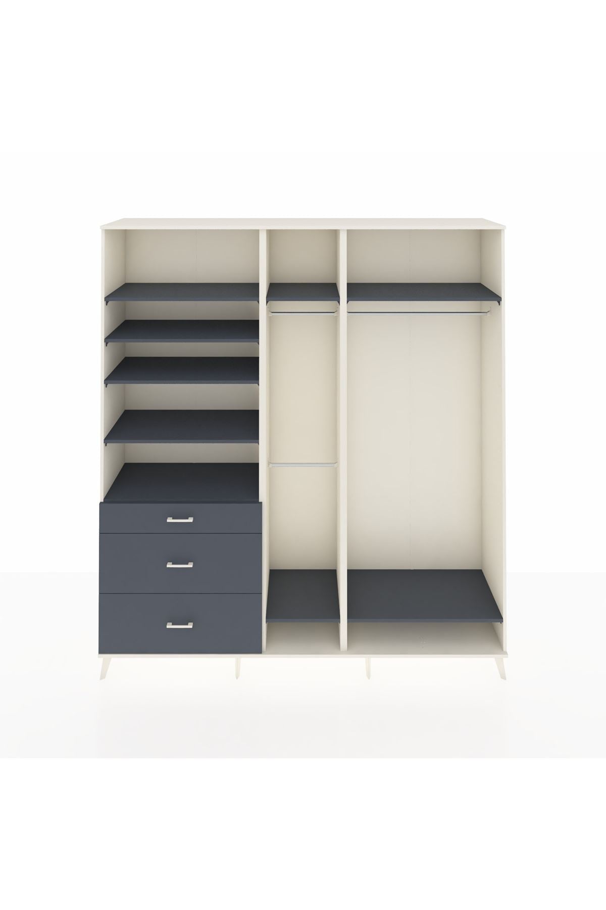 Hyperion Dolap 9 Raflı 3 Çekmeceli 3 Askılı 220x44x243 Aytaşı-Antrasit/Antrasit