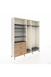 Hyperion Dolap 9 Raflı 3 Çekmeceli 3 Askılı 220x44x243 Aytaşı-Antrasit/Çam