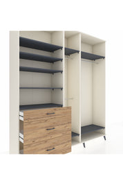 Hyperion Dolap 9 Raflı 3 Çekmeceli 3 Askılı 220x44x243 Aytaşı-Antrasit/Çam