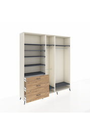 Hyperion Dolap 9 Raflı 3 Çekmeceli 3 Askılı 220x44x243 Aytaşı-Antrasit/Çam