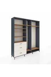 Hyperion Dolap 9 Raflı 3 Çekmeceli 3 Askılı 220x44x243 Antrasit-Çam/Aytaşı