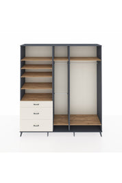 Hyperion Dolap 9 Raflı 3 Çekmeceli 3 Askılı 220x44x243 Antrasit-Çam/Aytaşı