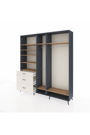 Hyperion Dolap 9 Raflı 3 Çekmeceli 3 Askılı 220x44x243 Antrasit-Çam/Aytaşı