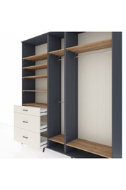 Hyperion Dolap 9 Raflı 3 Çekmeceli 3 Askılı 220x44x243 Antrasit-Çam/Aytaşı